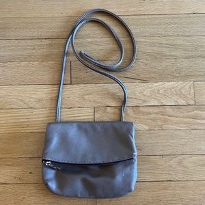 Grey 100% Leather Shoulder Crossbody Handbag EUC American-Made